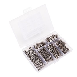 200PCS Hex Bolts Screw 304 Stainless Steel Anti Oxidation Metric Thread M4 Heavy Duty Bolts Kit with Nuts