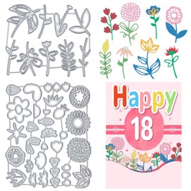 INFUNLY 38pcs Flowers Metal Die Cuts Layers Flowers Leaf Cutting Die 3D DIY Flower Embossing Stencil for Card Making DIY Scrapbooking Book Tags Decorative