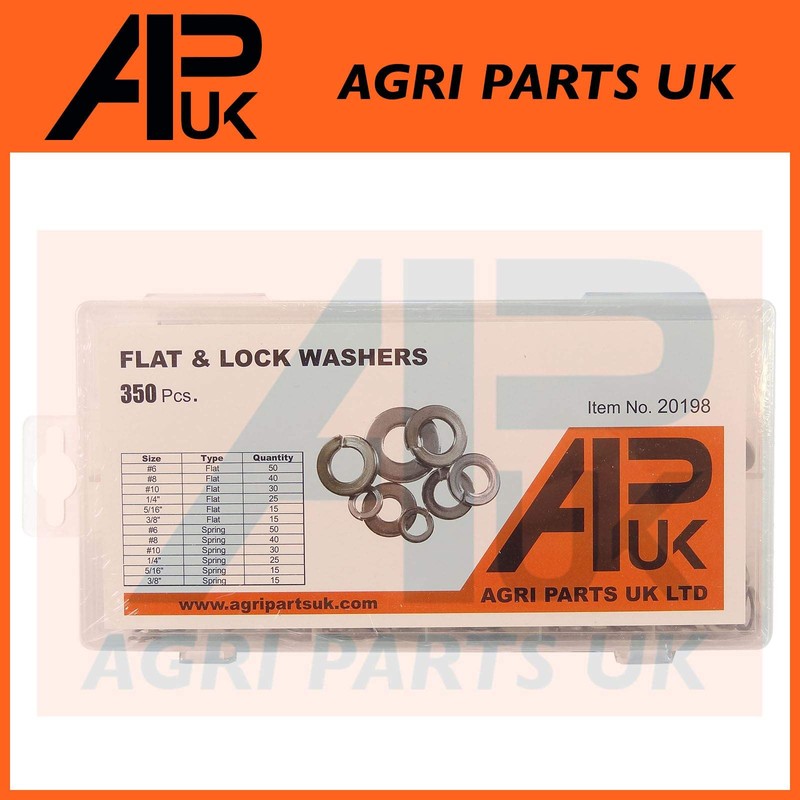 350pc Assorted Metal Flat Lock Spring Washers Box M6 M8