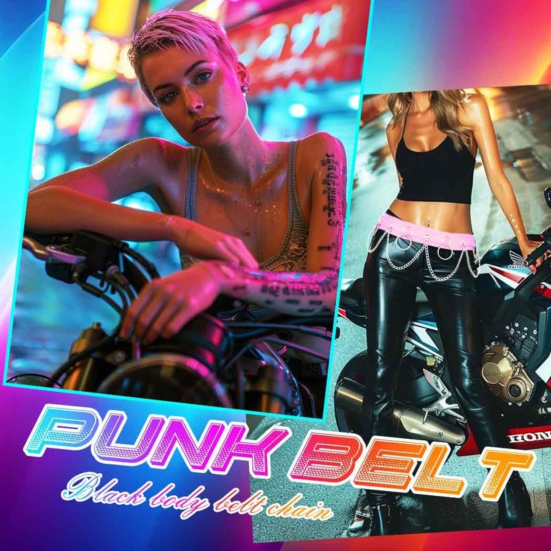 COSYDAYS Black Leather Waist Chain Belt Punk Belly Waist Chain