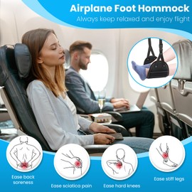 CELYST Airplane Foot Hammock 2-Pack Travel Essentials, Portable Foot Hammock for Plane Travel, Memory Foam Foot Rest for Air Travel, Desk Foot Rest, Red+Blue