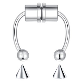 VELCARE 1 Pcs Fake Septum Nose Ring Piercing Magnet Magnetic Septum Nose Ring Piercings Fake Nose Piercing Piercings Nose Cuffs Nose Jewelry Clip On Nose Rings for Women Faux Nose Rings for Women Stainless Steel