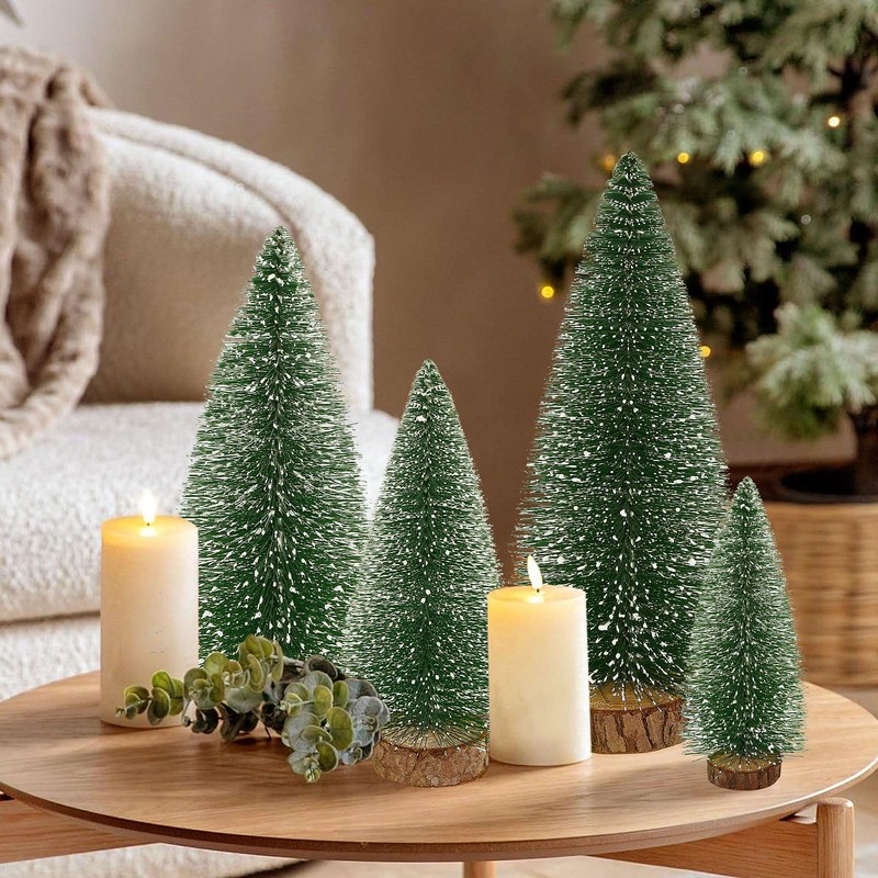 Fuyuleyo 6Pcs Mini Christmas Tree Bottle Brush Trees, Miniature Snow