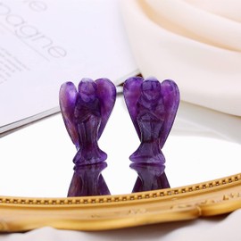 XIANNVXI Amethyst Crystal Angel Figurine Decor Guardian Angel Ornament Healing Crystal Reiki Gemstone Angel Statue for Desk Decor Cute Room Decorations 1.5"