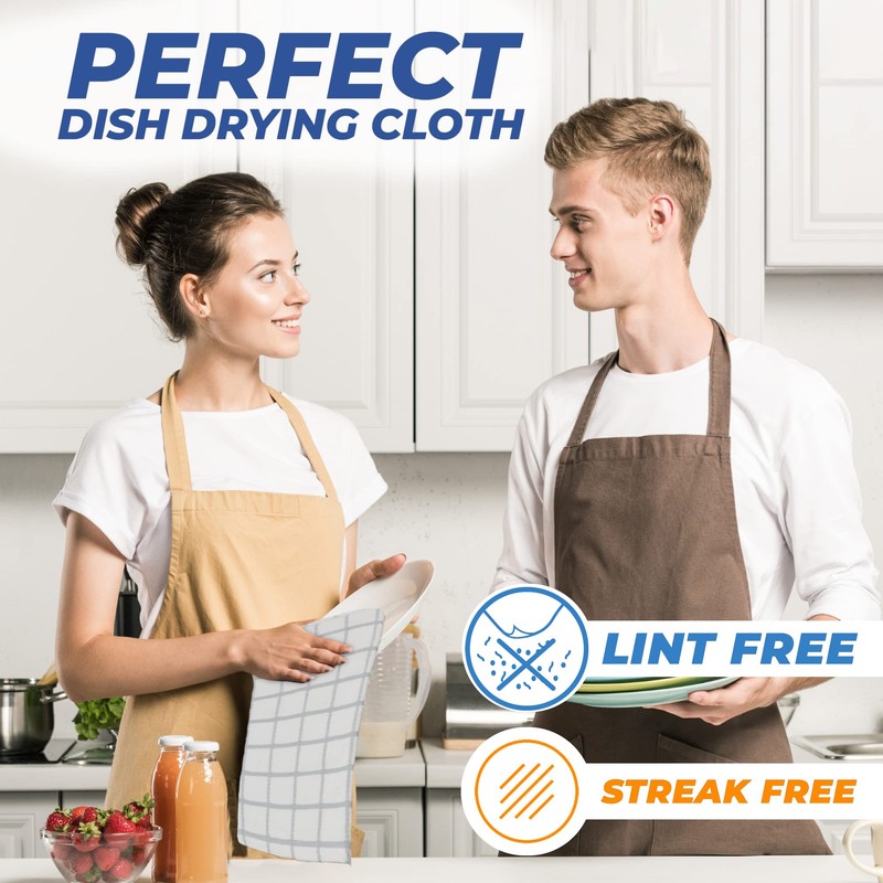 Towelogy® Premium Tea Towels for Kitchen 100% Cotton Lint Free