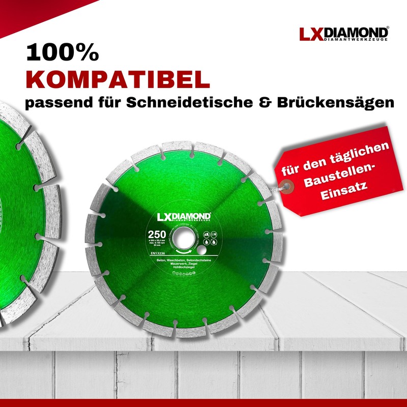LXDIAMOND Diamond Cutting Disc 250 mm x 25.4 mm -