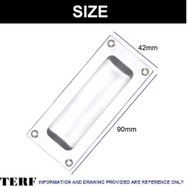 TERF® Traditional Aluminium Flush Pull Door Handle 90mm Sliding Door Flush Pull Handle with Fixing Screw - Pack of 2
