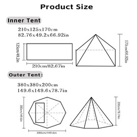 Top Lander 4 Season Compact Teepee Tent, 2-4 Person, Olive Green, Waterproof, Winter Camping, Hunting, Fishing