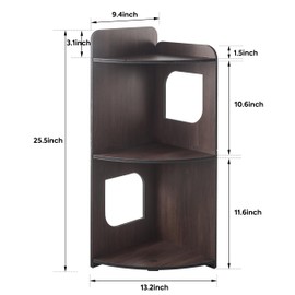lokubond Corner Shelf, 3-Tier Storage Organizer, Bathroom Corner Organizer Perfect for Small Space, Waterproof Toilet Paper Stand (Walnut Wood)