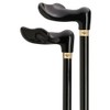 Walking Cane - Unisex Palm Grip Left Hand-Black Acrylic Handle, Black Stained Hardwood Shaft, with Brass"Harvy" Signature Ring, 36" Long with Rubber tip.
