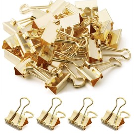 Pack of 100 Foldback Clips Metal Clips Gold Document Clips 19 mm Paper Clips Metal Binder Clips Small Binder Clips Foldback Clips Folder Clips Closure Clips for Office, School