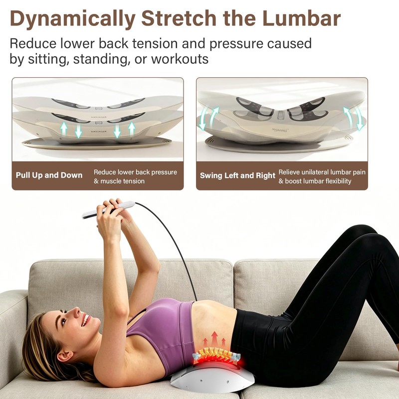 HOWHAI 4-in-1 Electric Lumbar Traction Device, Smart Lower Back Massager