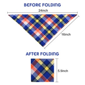 KUUQA 10 Pack Triangle Dog Bandanas, Plaid Bibs Scarf Washable and Adjustable Kerchief Set for Dogs Cats Pets