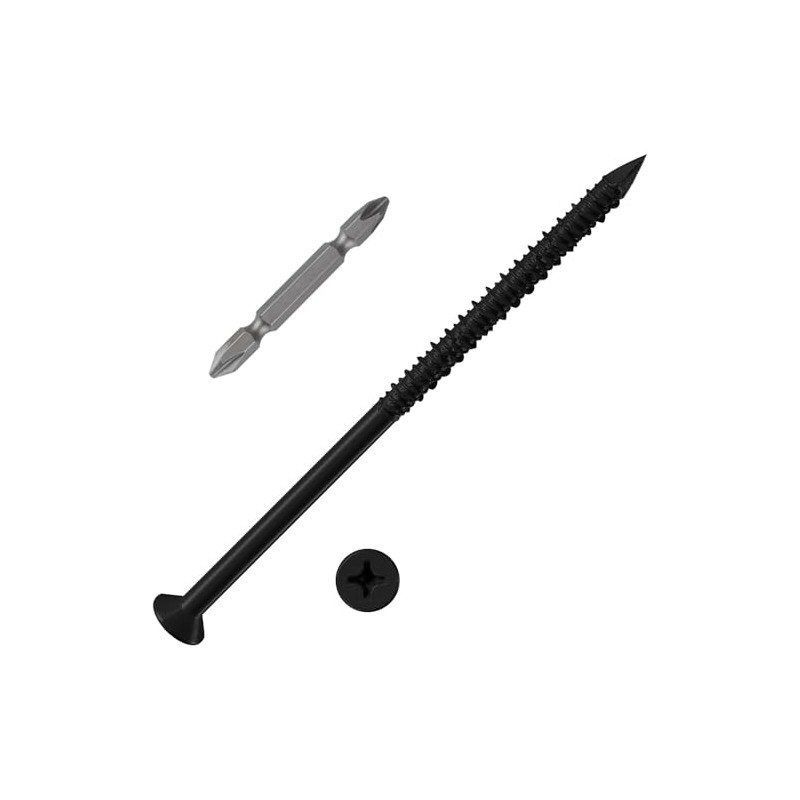 WenSilon(100 PCS) 1/4" x5 Black Concrete Screw Anchor Black Flat