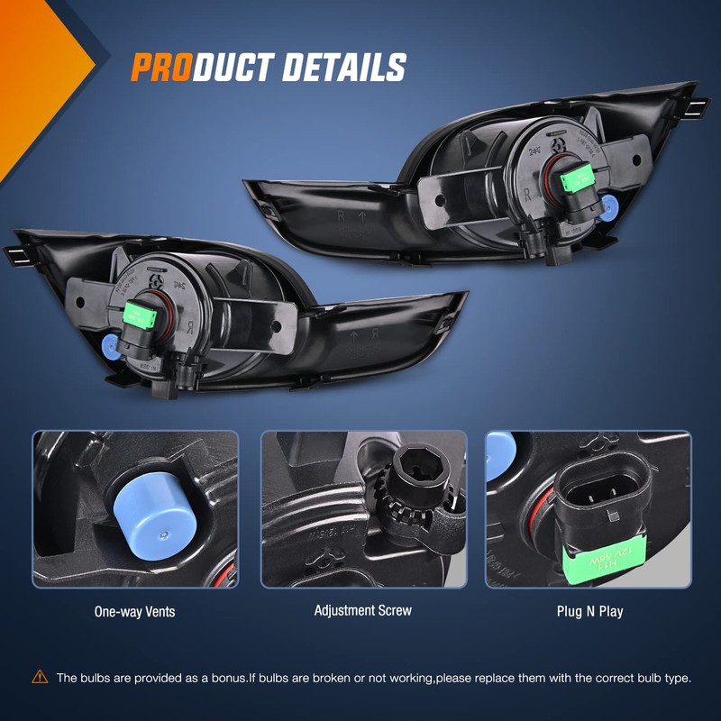 Nilight Fog Light Assembly Compatible with 2013 2014 2015 Nissan