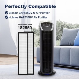 FMDZFL 182550 Replacement Filter Compatible with Bionair BAP536UV-U Air Purifier and Holmes HAP537UV / 2141139 Air Purifier, 2 H13 True HEPA and 6 Carbon Pre-Filter