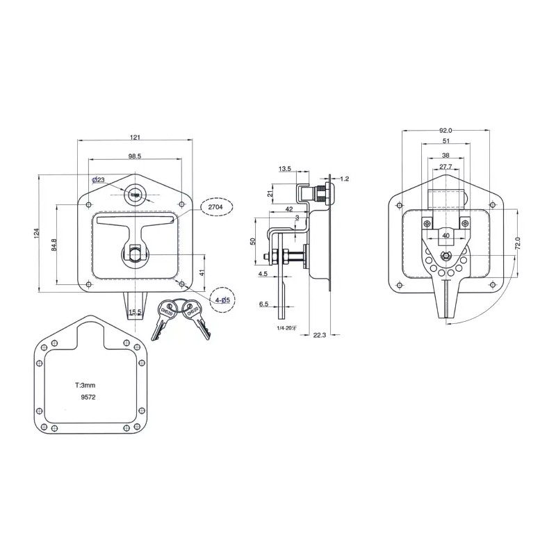 Taiwan Allegis Stainless Steel Folding T Latch Toolbox Storage Door