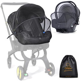 Orzbow Mosquito Net for Infant Car Seat | Universal Baby Mosquito Net Cover for Doona Car Seats and Strollers, Breathable & Durable, 2-Way Zippers, Baby Summer Travel Camping Essentials, Black