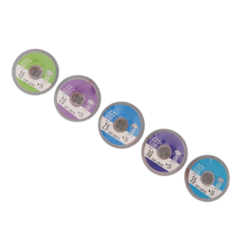 5 Pcs Solder Wick Set 1.5mm 2mm 2.5mm 3mm 3.5mm