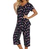 ENJOYNIGHT Womens Pajama Sets Cotton Summer Pjs Tops with Capri