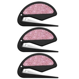 Soleebee 3 Pack Letter Opener Envelope Slitter, Bling Crystal Envelope Openers, Mail Opener, Package Opener, Wrapping Paper Cutter (Pink)