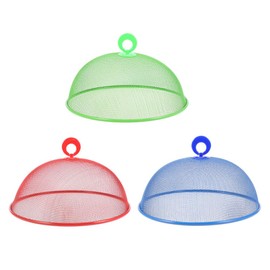 PRETYZOOM 3pcs Food Tent, 11.8 inch Round Food Covers, Metal Mesh Food Protect, Round Food Net Tent, Reusable Fruit Cover Food Tents (Random Color)