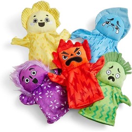 hand2mind Feelings Family Hand Puppets, Hand Puppets for Kids, Social Skills Activities, Mindfulness for Kids, Social Emotional Learning Activities, Sensory Play Therapy Toys for Counselors (Set of 5)