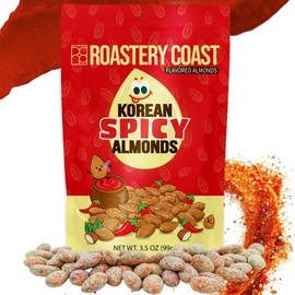 Roastery Coast - Spicy Korean Almonds | Sweet and Spicy | Adddictive | Flavorful | After School Snack | Gluten Free | Plant Protein | Office Snack (4 Packs)