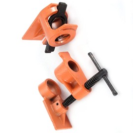 2 PCS Heavy Duty 1 Inch Pipe Clamp with Jaws Vise Fixture - Woodworking Tool Kit for Gluing, Drilling and Wood Clamping