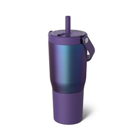 BrüMate Resa 25oz 100% Leakproof Travel Tumbler with Handle & Straw | Flexible Soft Sip Straw | Silicone Sleeve for Durability | Stainless Steel | Cup Holder & Travel Friendly | (Dark Aura)