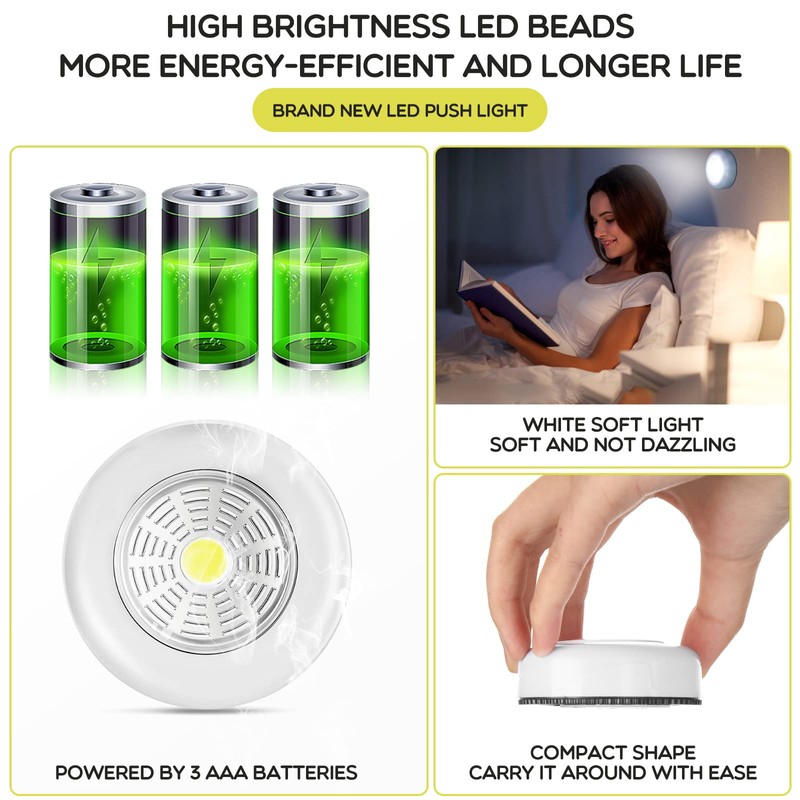 Macarrie 12 Pack Wireless LED Puck Lights, Under Cabinet Lighting,