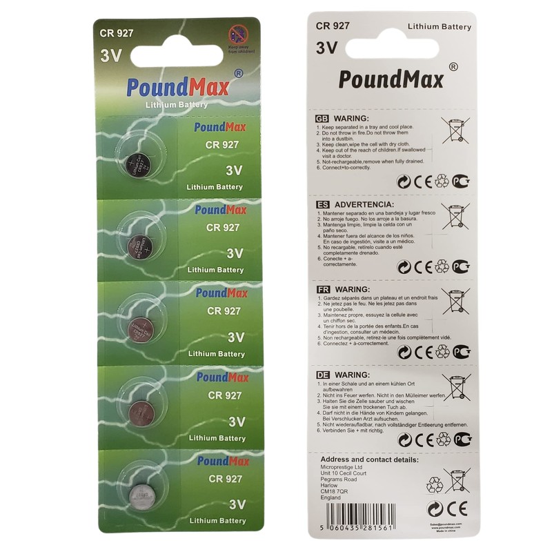 PoundMax CR 927 Batteries 3v Lithium Button Cell Battery Combo