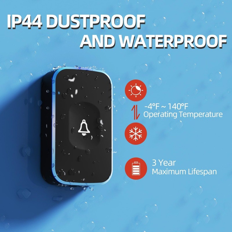 Wireless Doorbell 1200Ft Waterproof Door Bells for Home Plug in
