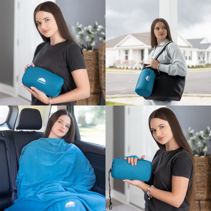 BlueHills Ultra Compact Travel Blanket in Portable Case Premium Soft
