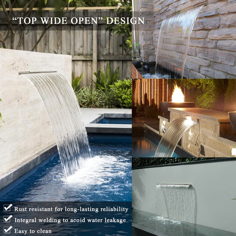 YUDA 12" LED Pool Water Spillway W/ 7 Color Changing