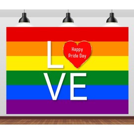 CORFOTO 5x3ft Fabric Happy Pride Day Backdrop Pride Rainbow Photography Background Parade Rainbow Party Birthday Graduation Bridal Shower Wedding Engagement Decorations