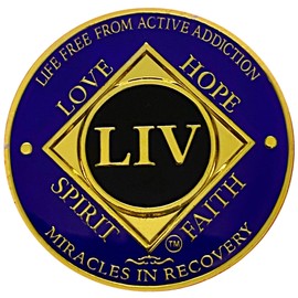 Simply Minimal NA 54 Year Golden Color Plated Medallion, Recovery Coin, NA Token, Narcotics Anonymous Recovery Chip, NA Recovery Gift (Purple & Golden Colors)