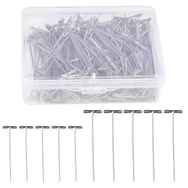 T Pins 1.5 Inch 2 Inch, 200 Pcs T-Pins for Wig Heads Stainless Steel Wig T Pin with Plastic Box for Sewing Blocking Knitting