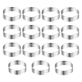 Anillos de Acero Inoxidable para Moldes de Cocina, Juego de 15 Piezas Anillos de Tarta con Agujeros de Redondo, para Hornear Tartas y Repostería