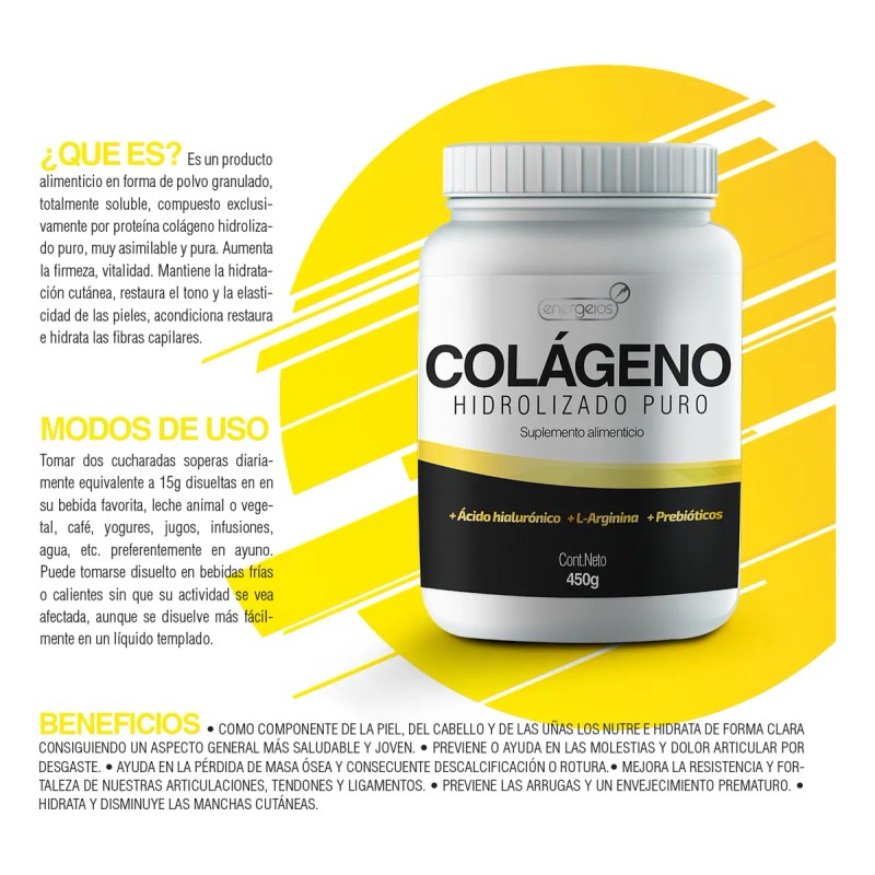 Colágeno Hidrolizado 450g Pack 2 Meses Antiedad Energeios