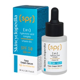 Skincyclopedia Sonnenschutz Hyaluron Serum, LSF 50 Gesichtsserum mit 10% Hyaluron-Komplex und Vitamin B5, Face Sun Protection with SPF 50, UVA und UVB, Sonnenschutz mit hohem Breitspektrumschutz, 30ml