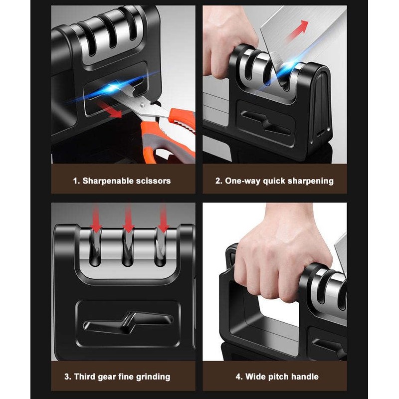 Knife Sharpener 4-in-1 Kitchen Knife and Scissors Sharpening Tool Premium