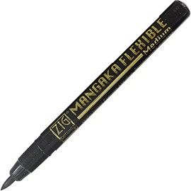 Kuretake ZIG MANGAKA FLEXIBLE PEN Marker, Medium Black