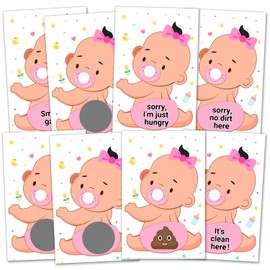 Baby Shower Raffle Card Game for Girls - Silly Activity for Ice Breakers, Door Prizes - Decorations for Baby Shower - Baby Shower Activity and Idea - 38 Cards (White)