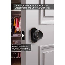 Goldenwarm Oil Rubbed Bronze Closet Door Knobs Interior No Lock, Passage Door Knobs Hallway, Bronze Door Knob Without Lock 5 Pack