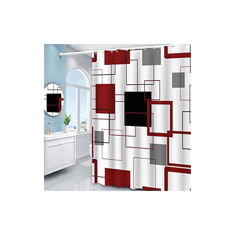 Mesnt Gray Shower Curtains for Bathroom, Polyester White Lines Pattern