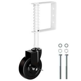 EVCUHASL 4" Spring Loaded Gate Caster Wheel with Side Brake, Heavy Duty Gate Wheels with 360° Swivel for Outdoor Wooden Gates, Fence Gates and Metal Tube Gate, 220 Lbs Capacity, White, 1 Pack