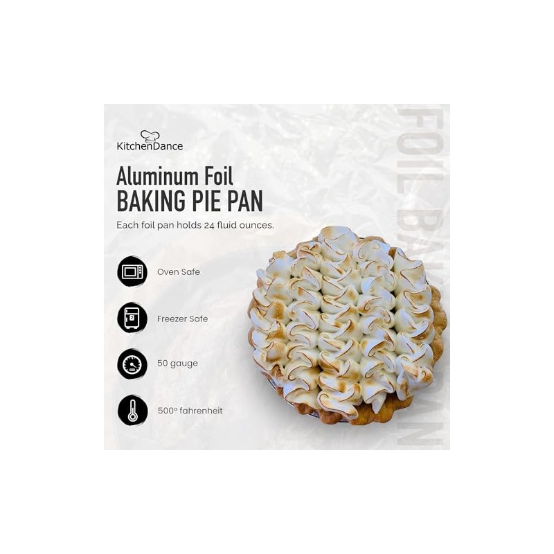 KitchenDance 9 Inch Pie Tins - Premium Disposable Pie Pans