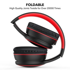 RORSOU B10 Bluetooth Headphones Over Ear, 2 EQ Music Modes(Normal/Bass) and 50H Playtime Wireless Headphones with Mic, Lightweight Folding HiFi Stereo Headset for iPad/Travel/Tablet/PC/Home (Black)