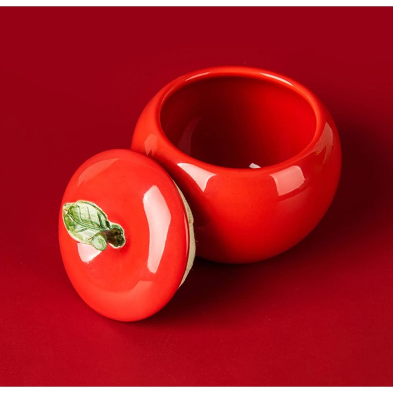 Mozacona Ceramic Apple Shape Container Food Storage Jar with Lid